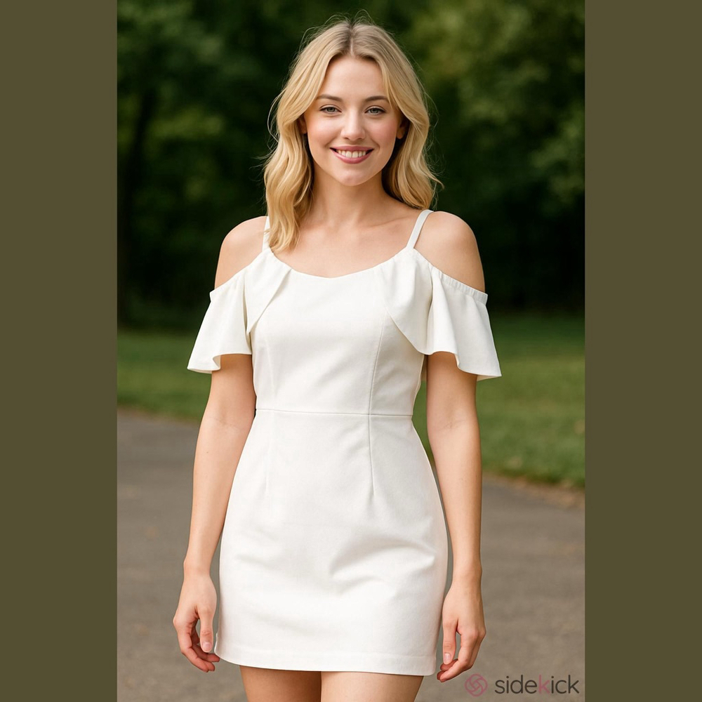 Women's Farrow White Cold Shoulder Ruffle Mini Dress Size M
